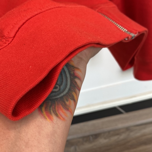 Red Hoodie Hooded Sweatshirt Zip Up - Picture 5 of 9